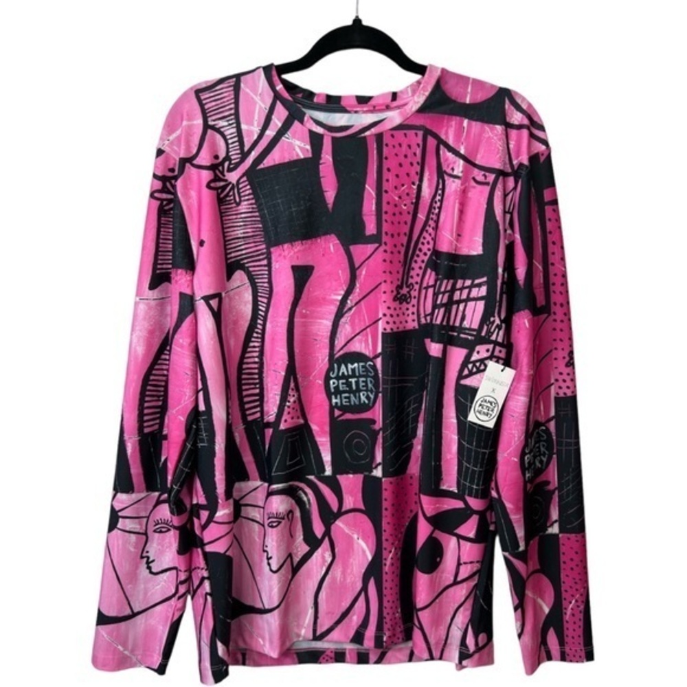 SWIMINISTA X JAMES PETER HENRY GOOD VIBES  RASHGUARD PINK BEACH BOARD SHIRT SZ L